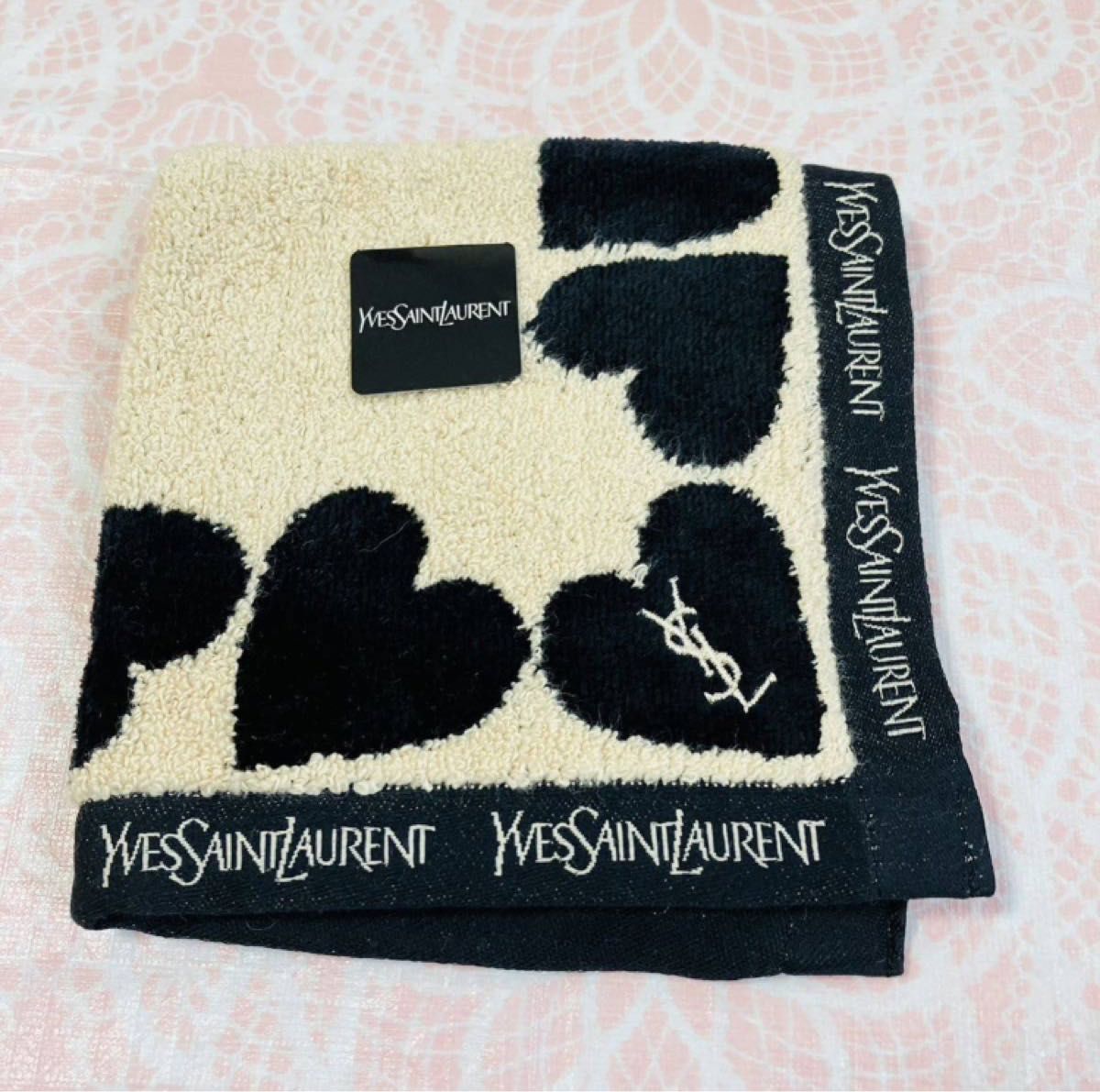 新品/イヴサンローラン/タオルハンカチ/正規品/未使用/YVES SAINT LAURENT/YSL/ハート/タグ付/大判/日本製