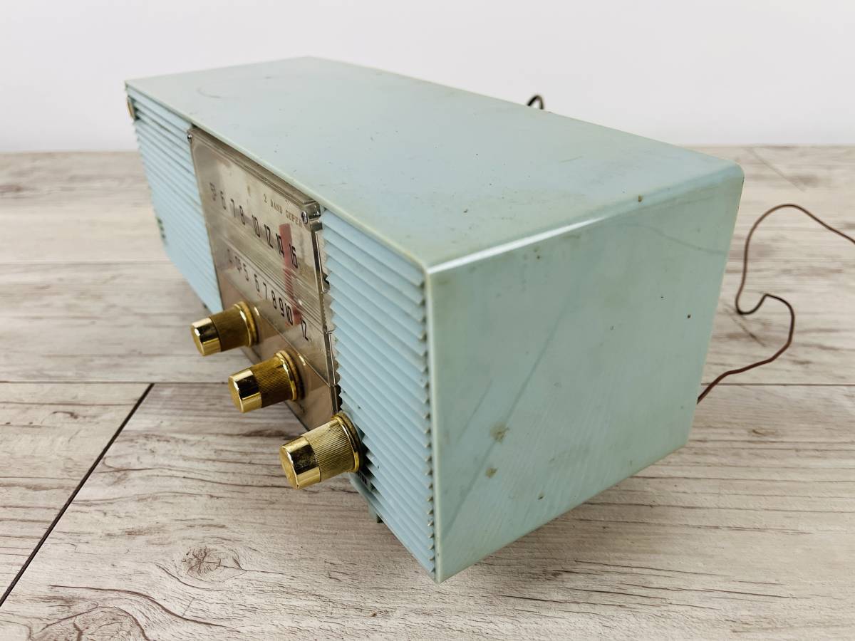 [No.16323] コロムビア 真空管ラジオ 水色 model1208 インテリア 昭和レトロ 当時物 コレクション Columbiaの画像5