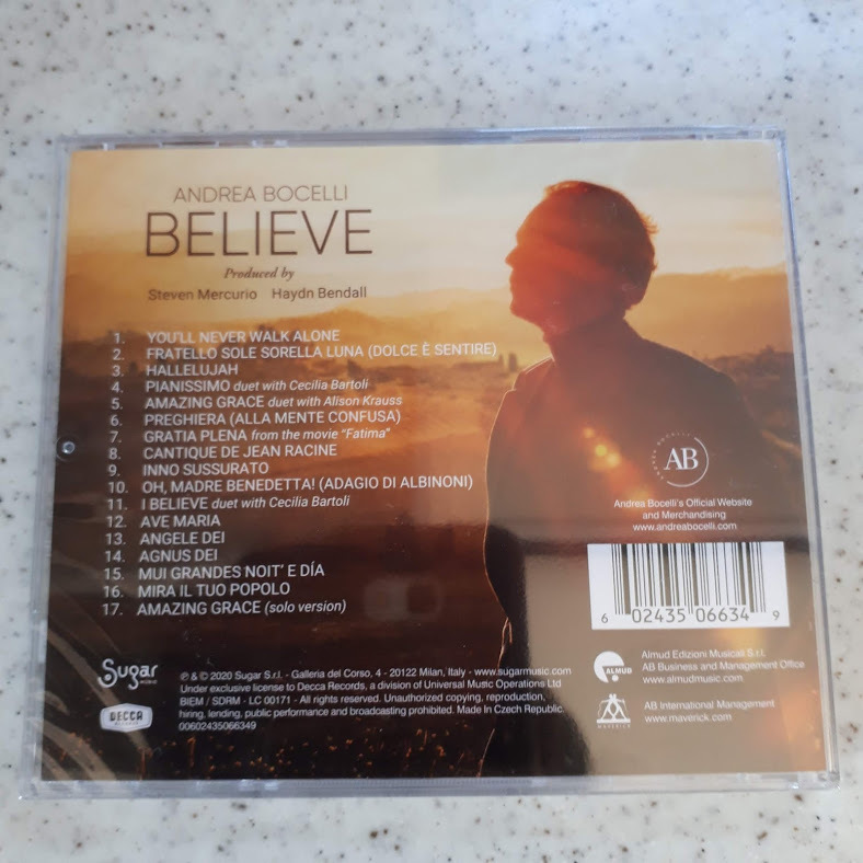 送料無料！　Andrea Bocelli - Believe アンドレア・ポチエッリ ※ケースが破損