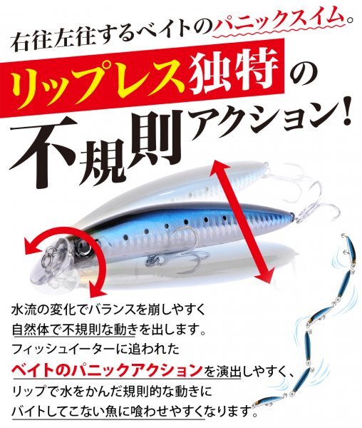 【送料185円】※訳あり※シーバスルアー ヒラメミノー セット 6個 110mm 16g フローティング 移動重心 110Mid-A6-_画像3