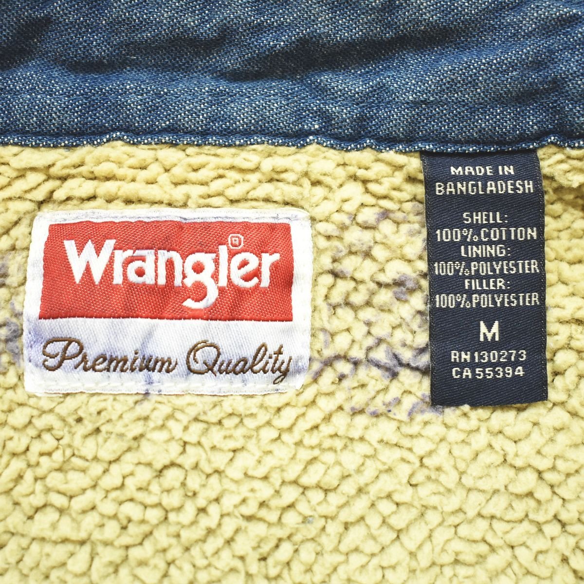 ★90s ヴィンテージ US 古着 ラングラー Wrangler デニム シャツ M インディゴ 裏 ボア フリース アメカジ 90年代 オールド old vintage★_画像5