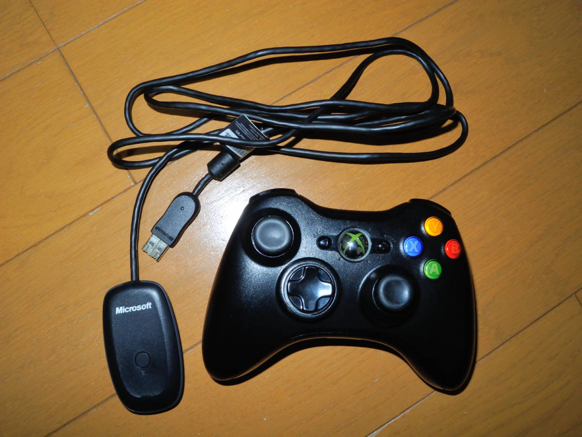 中古 マイクロソフト ゲームコントローラー ワイヤレス/Xbox/Windows対応 ブラック Xbox 360 Wireless Controller for Windows JR9-00013_画像1