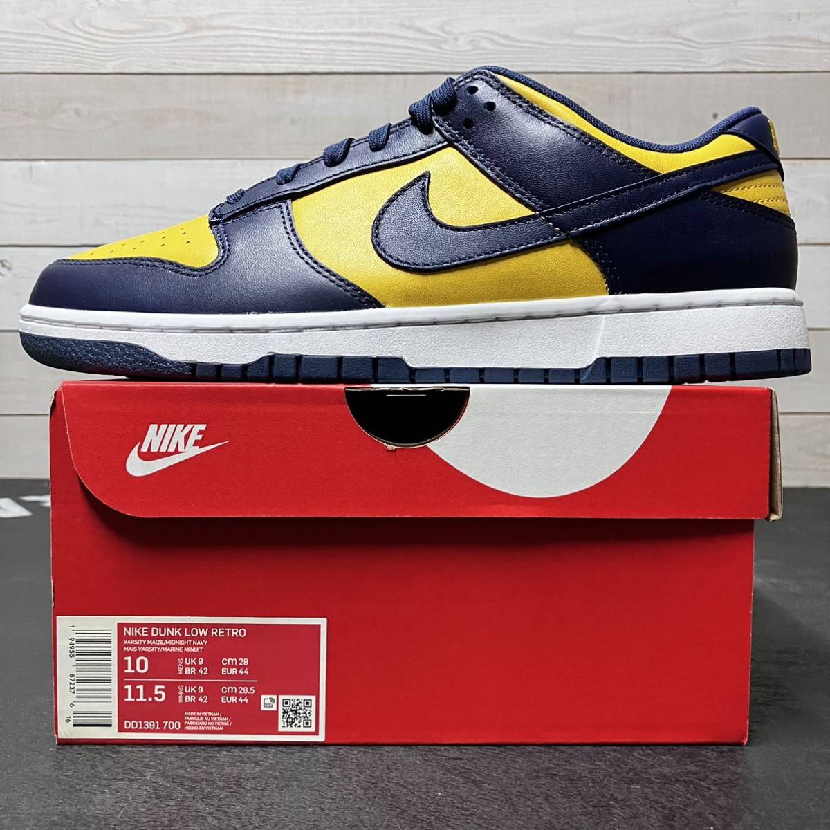 28cm NIKE DUNK LOW RETRO DD1391-700 MICHIGAN NAVY YELLOW ナイキ ダンク ローカット レトロ ミシガン ネイビー イエロー 紺黄