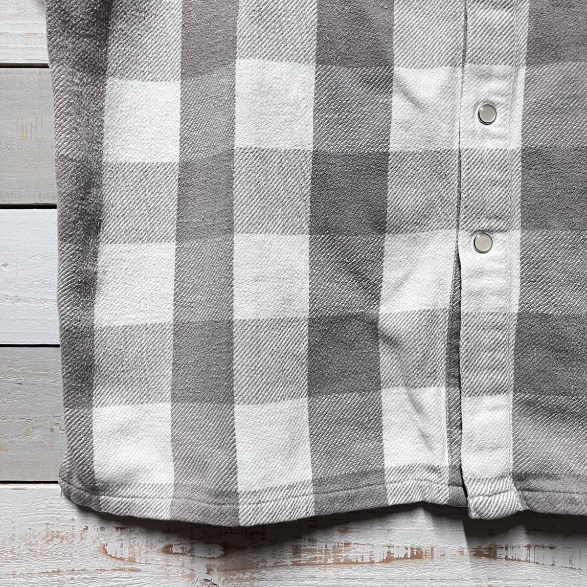 Sz L ELECTRIC COTTAGE BLOCK CHECK SHIRT GREY WHITE EC FRAGMENT GOODENOUGH エレクトリックコテージ ブロックチェック 半袖 ネルシャツ_画像5