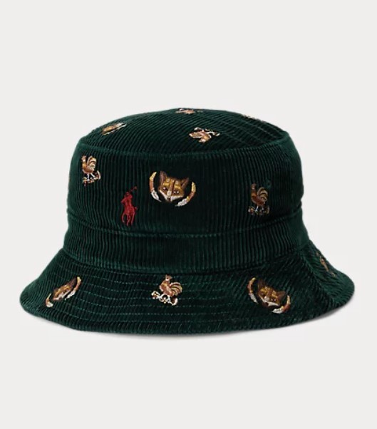 2024 最新！直営　日本未発売　Polo Ralph Lauren Embroidered Corduroy Bucket Hat　コーデュロイ バケットハット　本物をお届けします！