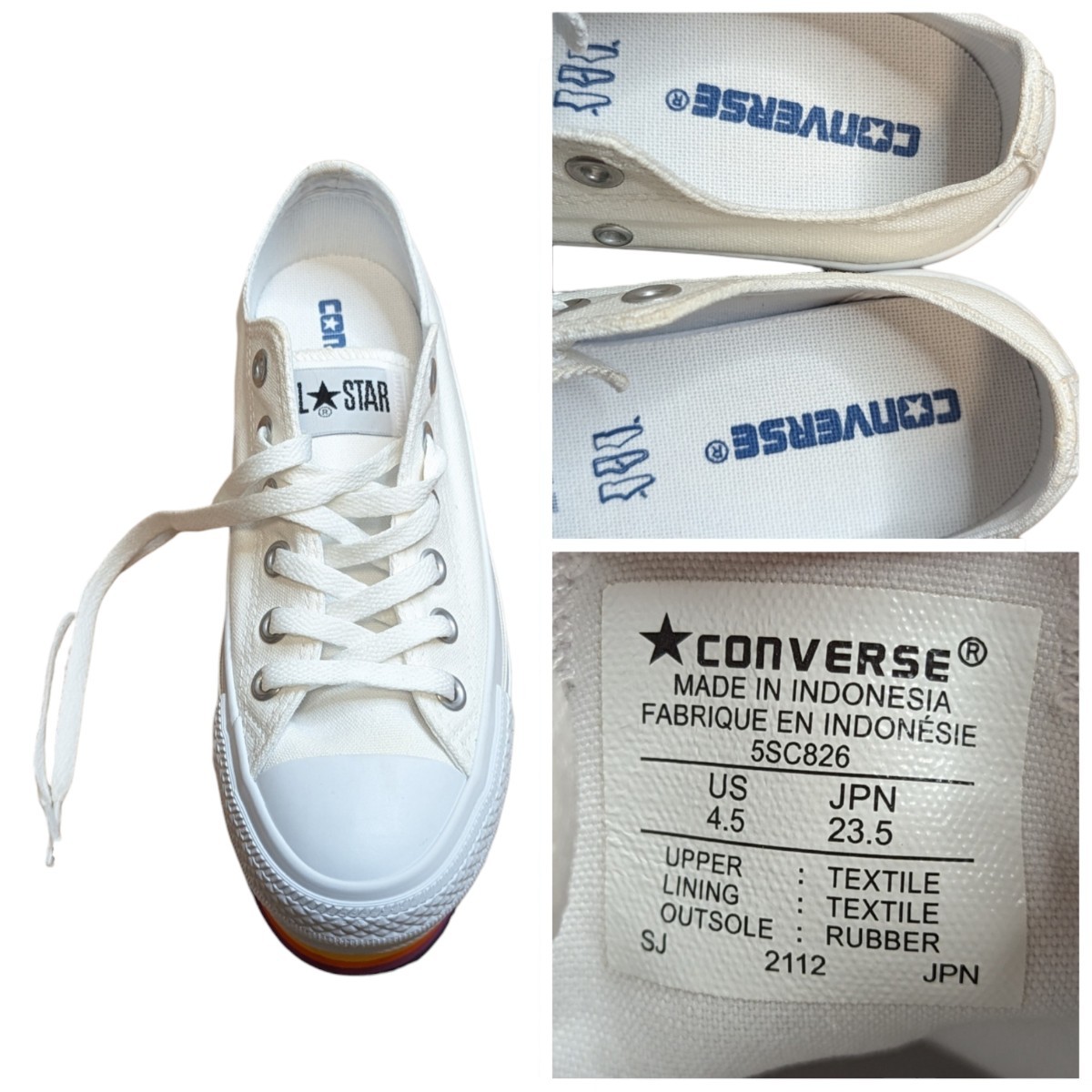 CONVERSE コンバース オールスター チャンキー 23.5cm 厚底スニーカー　レディーススニーカー　コンバースオールスター　ホワイト