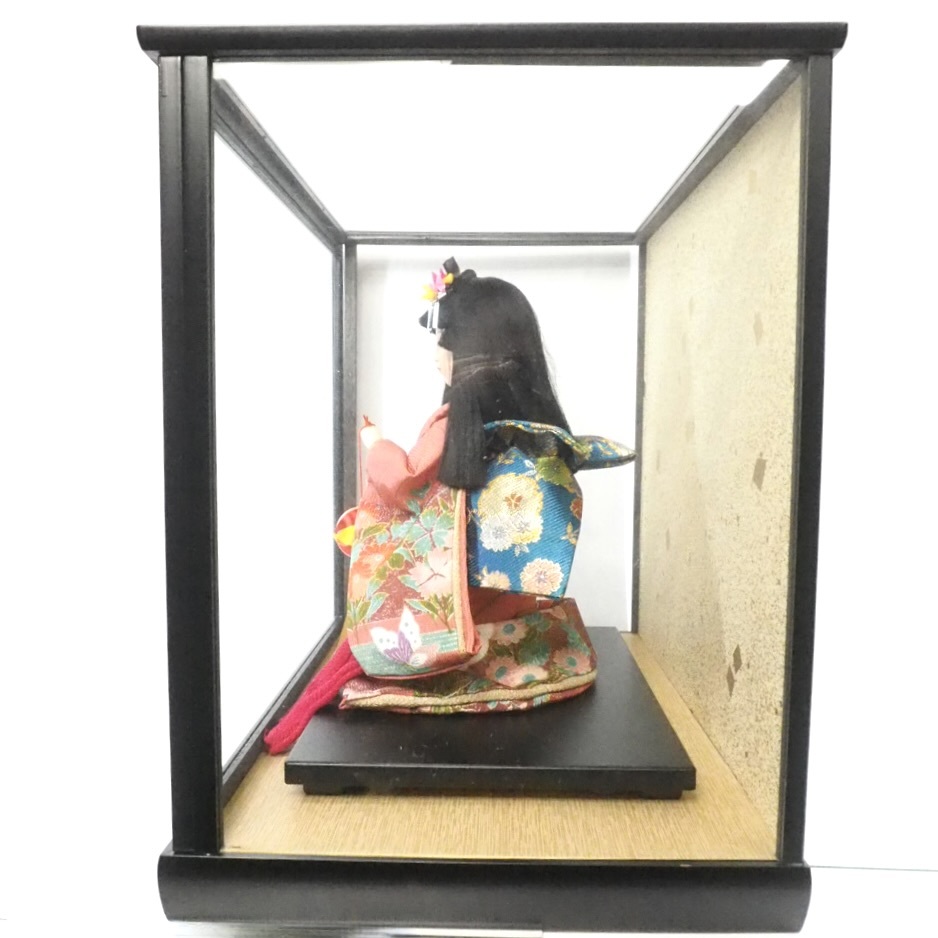 美品!昭和ビンテージ 日本人形 寿宝 作「小菊」ガラスケース付 美品!昭和ビンテージ 日本人形 寿宝 作「小菊」ガラスケース付