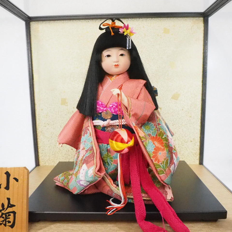  kimono ........ small ... floral print . color .... beautiful work! Showa era Vintage doll hinaningyo Japanese doll .. work [ small .] glass case attaching 1980 period TFK602