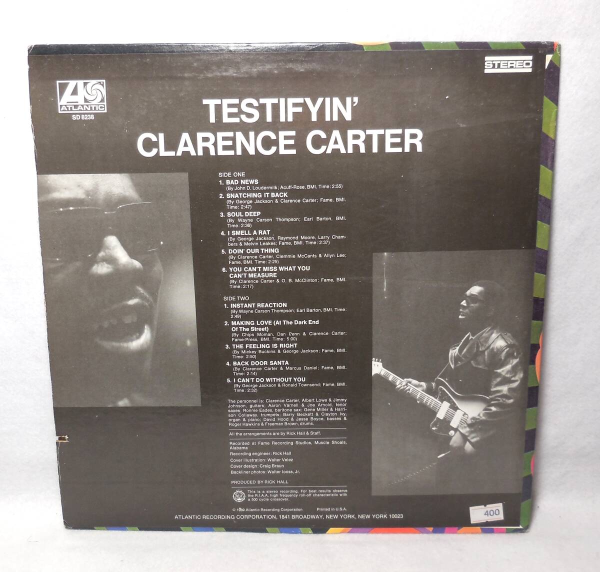 クラレンス・カーター/Clarence Carter「TESTIFYIN'」 LPレコード US盤 ATLANTIC SD8238の画像2