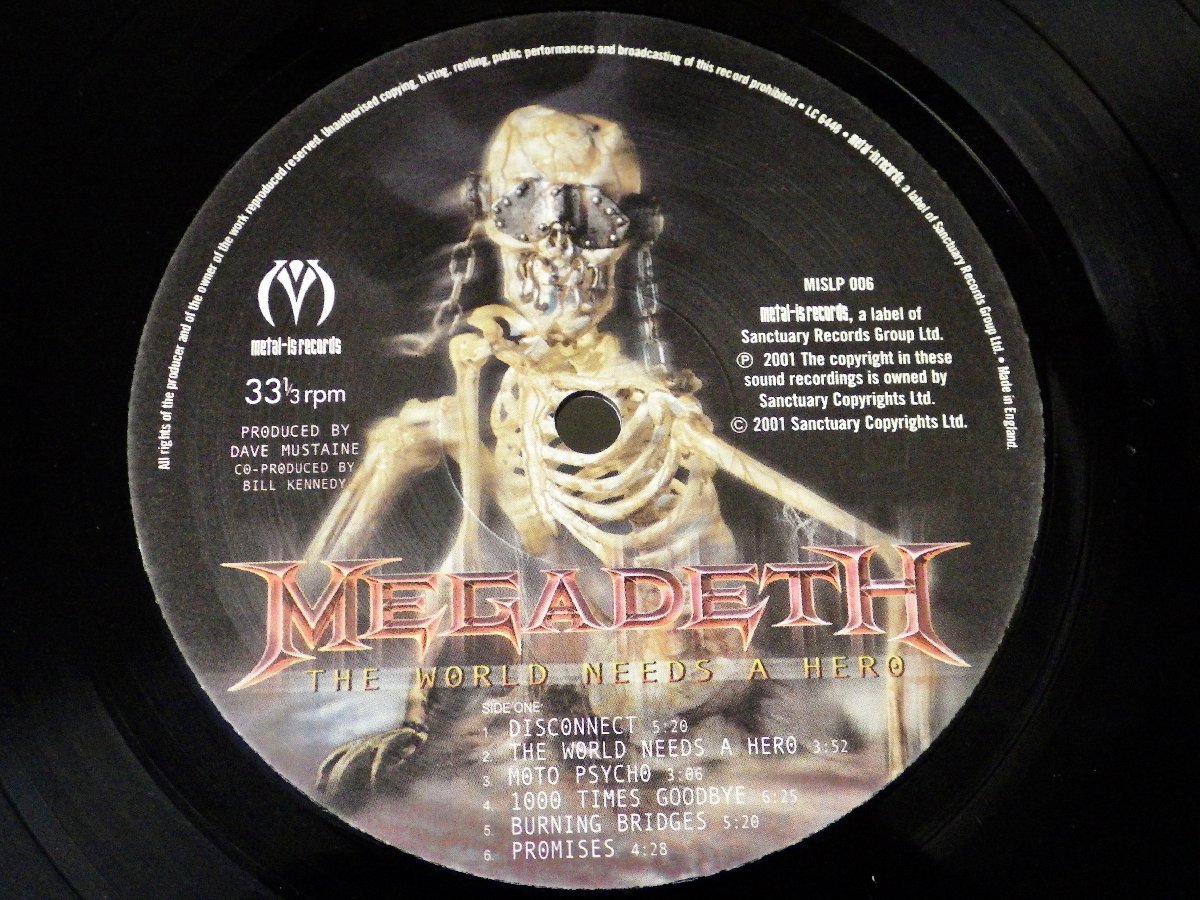 1円～！【LP/レコード】メガデス/MEGADETH『THE WORLD NEEDS A HERO』輸入盤◆スラッシュメタル_画像7