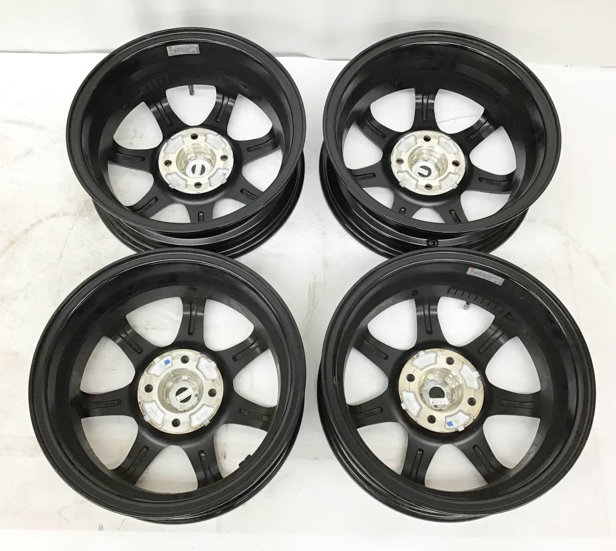 4本セット BADX S-HOLD S-7S 14インチ ホイール 14×4.5J 4H PCD100 +45 ブラック リムポリッシュ センターキャップ ナット付き バドックス_画像7