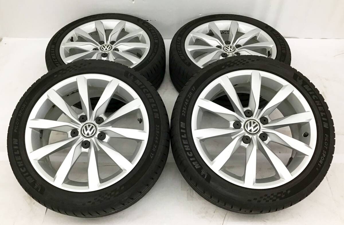 4本セット 17インチ ゴルフ7 TSI ハイライン VW 純正 アルミホイール 7.0J×17H2 PCD:112/タイヤ 22年製 MICHELIN PILOT SPORT5 225/45ZR17_画像1