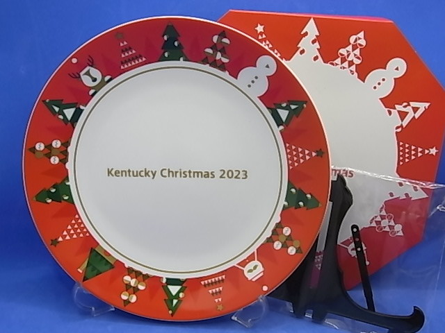 KFC　2023年　クリスマス イヤー プレート 皿　スタンド付き　絵皿　ケンタッキーフライドチキン　非売品　送料￥510～_画像1