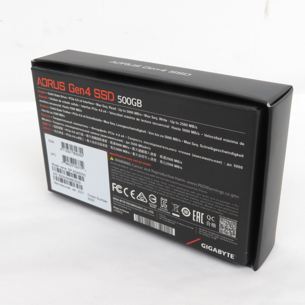 AORUS GIGA-BYTEo-lasGen4 SSD 500GB M.2 Type2280 GP-AG4500G