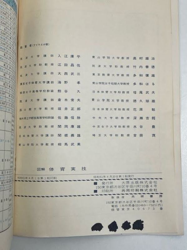 ○図解　体育実技　女子版　大原出版　1976年 昭和51年　体操　器械運動　陸上競技　水泳 バスケットボール テニス バレーボール【H70770】_画像3