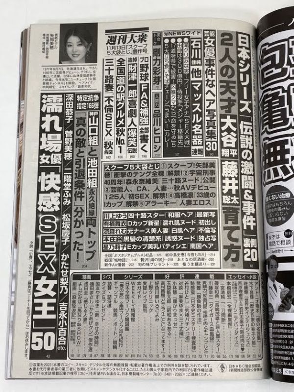 週刊大衆2023.11.13 川上ゆう/有栖舞衣/涼森れむ/本庄鈴/星野莉子/矢部美穂/森永奈緒美【H70929】の画像5