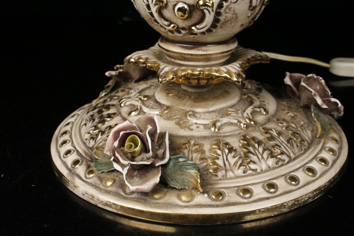 【LIG】イタリア製 花図 スタンドランプ 特大72㎝ 陶器 西洋美術 アンティーク [.Y]24.1_画像8