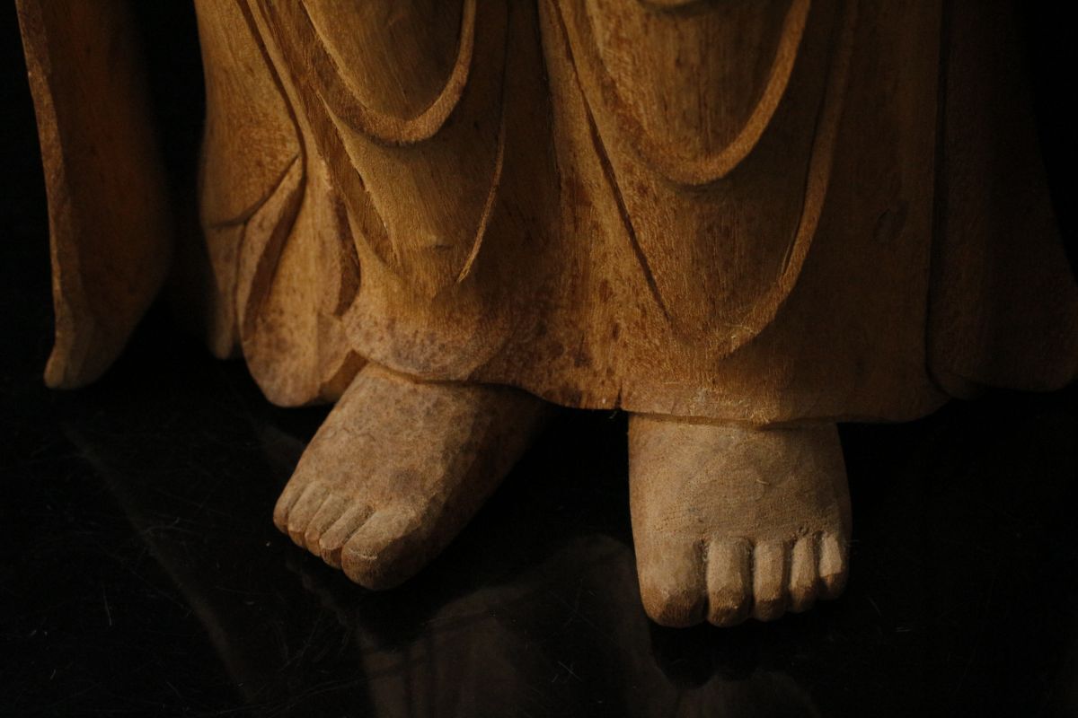 【LIG】仏教美術 木彫 観音菩薩立像 特大62㎝ 仏像 寺院収蔵品 ⑥ [-WO]24.1_画像7