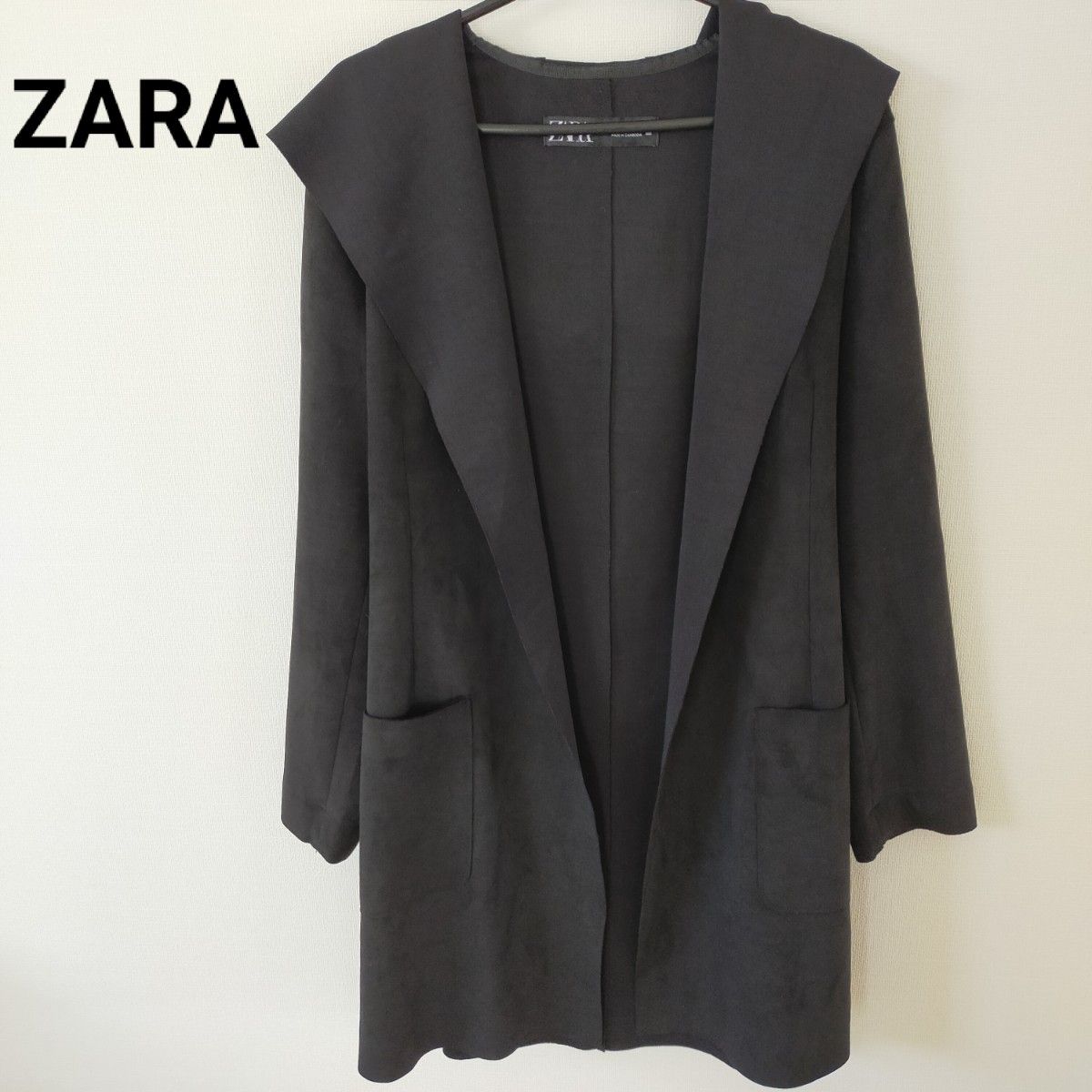 ZARA　ザラ　スウェード風カーディガン　トップス　アウター　レディース　黒