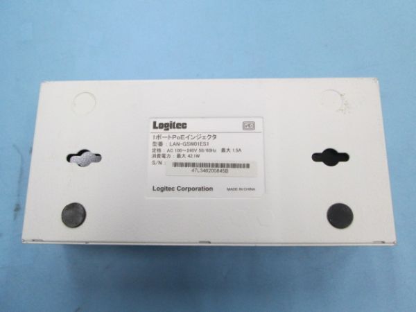 4【Logitech】1ポートPoEインジェクー「LAN-GSW01ES1 」■撤去まで使用※通電確認済みです。■中古_裏面