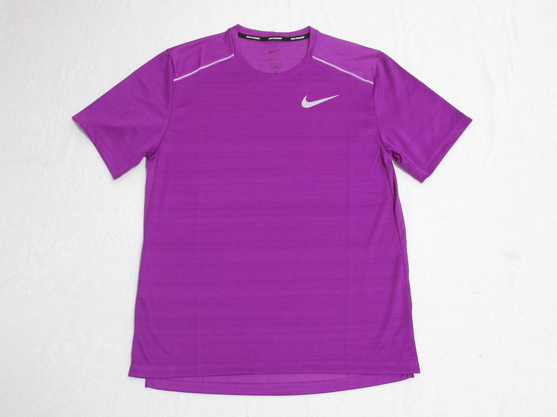 NIKE DRI FIT マイラー s/s トップ 紫 L ナイキ ランニング 半袖 Tシャツ ドライフィット スポーツ アウトドア AJ7566-552の画像1