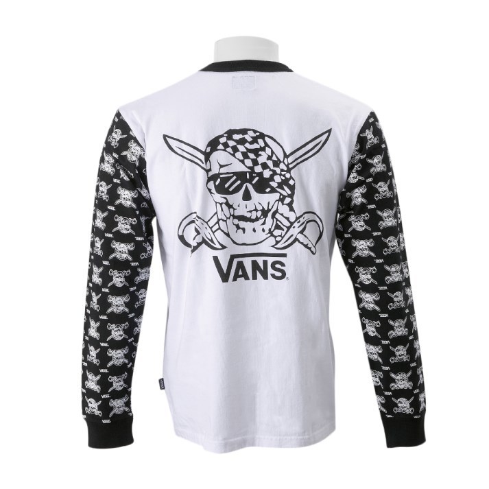 VANS L/S Tee 長袖 Tシャツ ロンT ドクロ 白 L バンズ スカル 海賊 パイレーツ ホワイト Lサイズ VA18SS-MT01の画像1