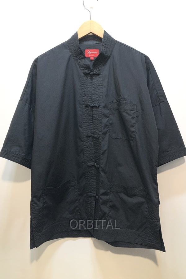 経堂) シュプリーム Supreme 半袖 カンフーシャツ サイズM ブラック メンズ 人気モデル 使用感特価