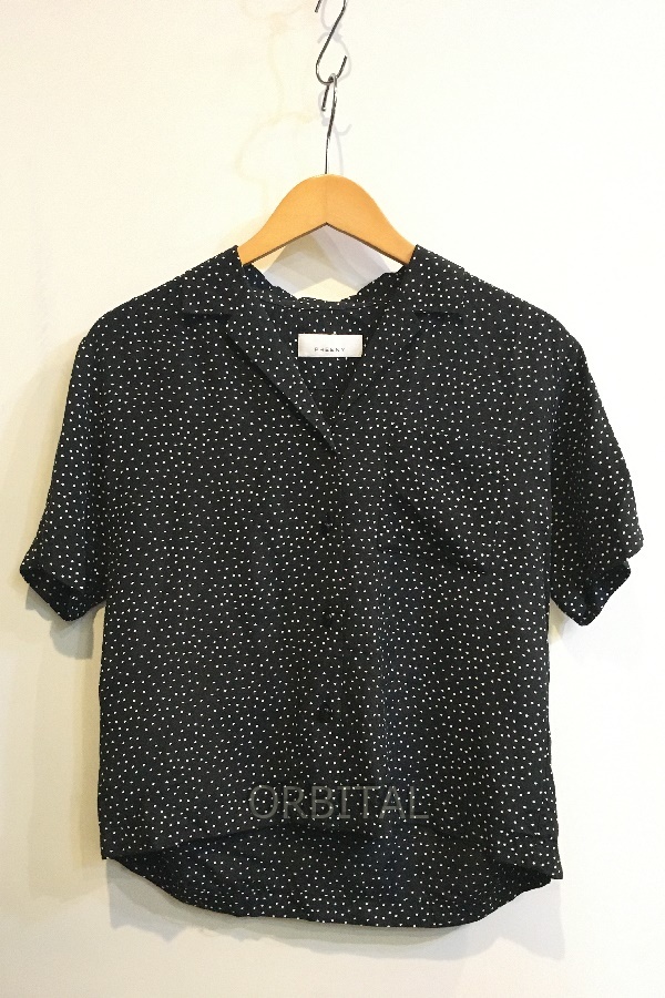 二子玉)PHEENY フィーニー Rayon dot S/S shirt レーヨンドット半袖ブラウス シャツ ブラック Redexi-su S 定価￥19,800-_画像1