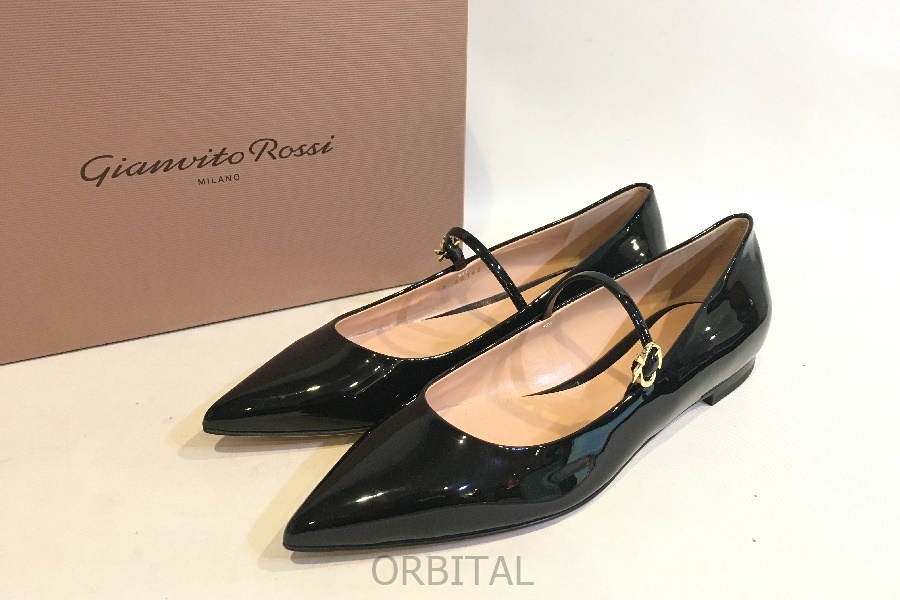 二子玉) Gianvito Rossi ジャンヴィトロッシ 未使用 RIBBON JANE エナメル ストラップ パンプス 39 定価￥135,300-_画像1