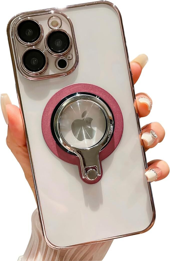 iPhone 15 Pro Max ケース リング付き Magsafe対応 360回転 レンズ保護ガラス付き クリア アイフォン 15プロ マックス カバー_画像6
