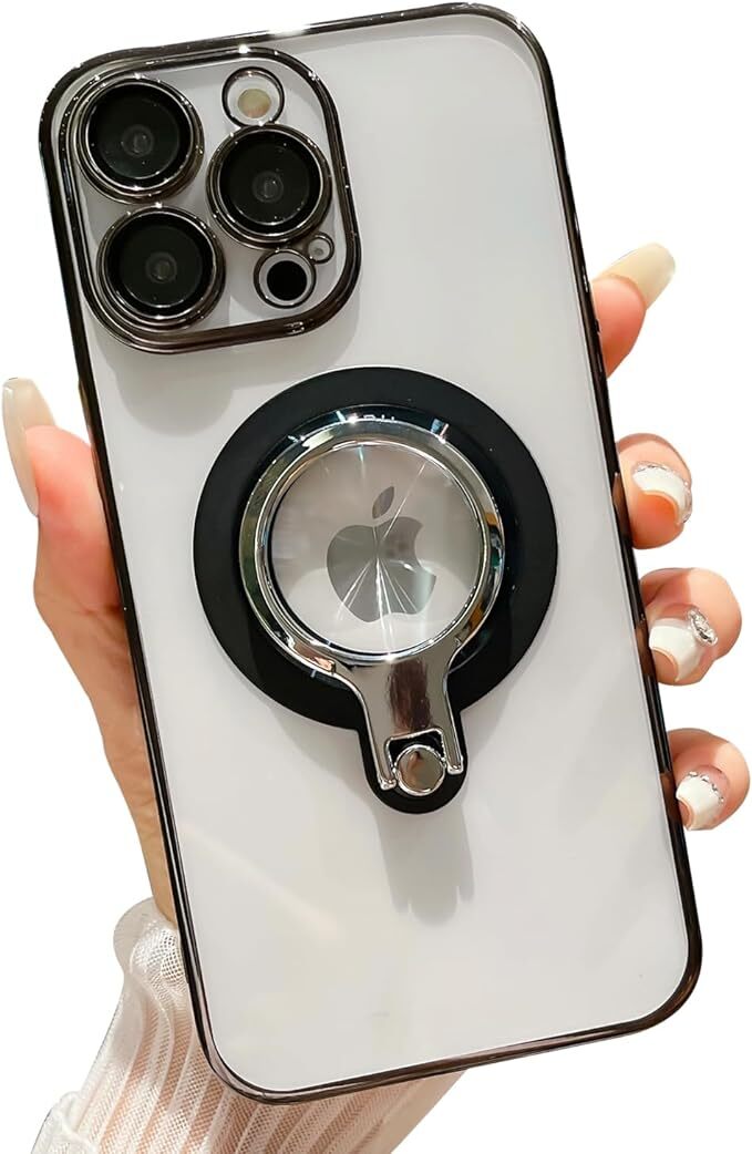 iPhone 13iPhone 13 Pro ケース リング付き Magsafe対応 360回転 レンズ保護ガラス付き クリア アイフォン 13 Pro カバー_画像2