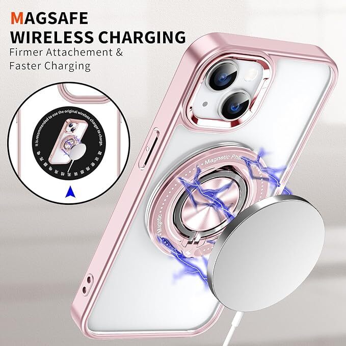 iPhone 14 plus ケース 透明 リング付き Magsafe対応 マグネット搭載 スタンド機能 保護カバー アイフォン14プラス スマホケース _画像7