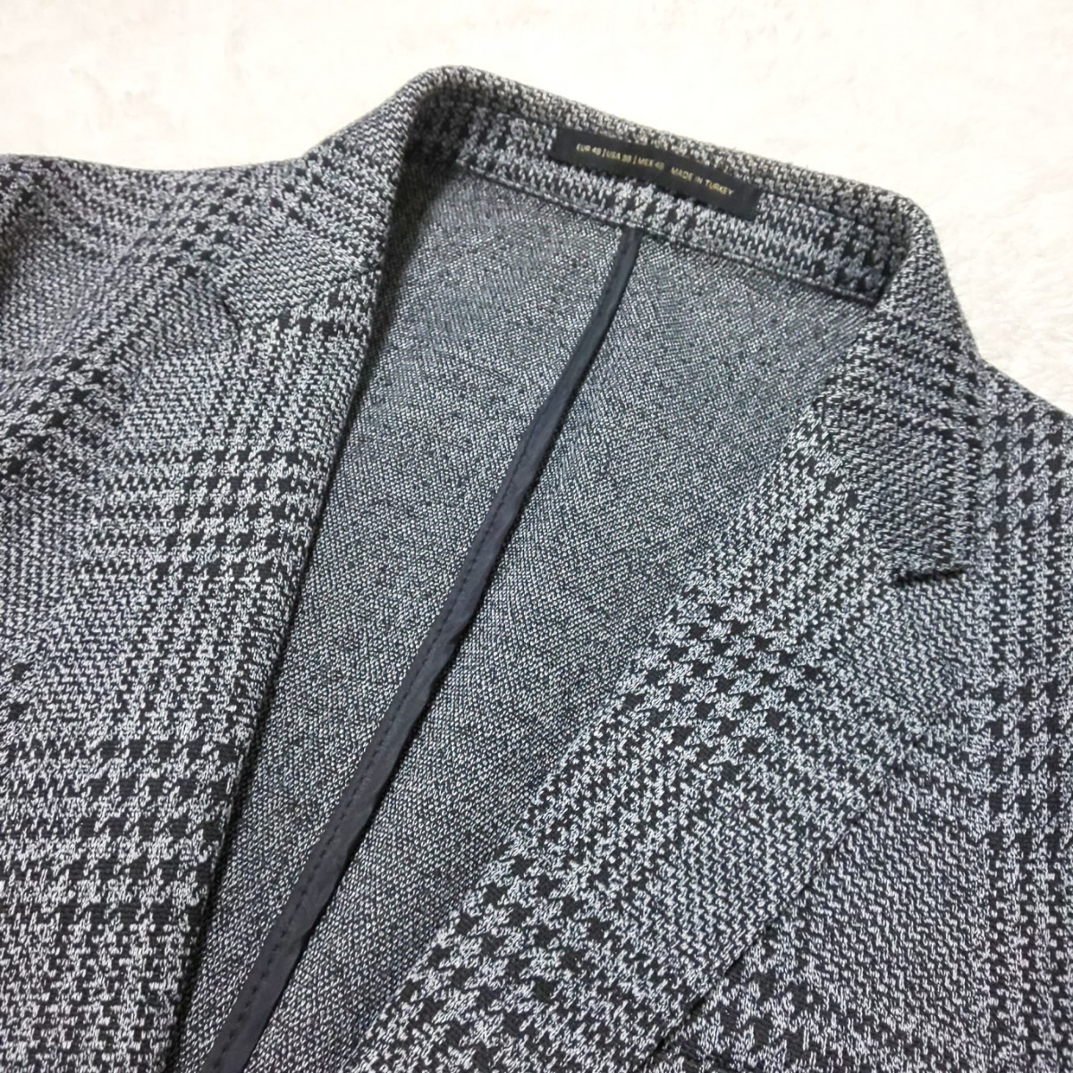 【極美品】ZARA ザラ ツイード 2Bセットアップスーツ テーラードジャケット ブレザー ノータックパンツ グレンチェック グレー S/M メンズ