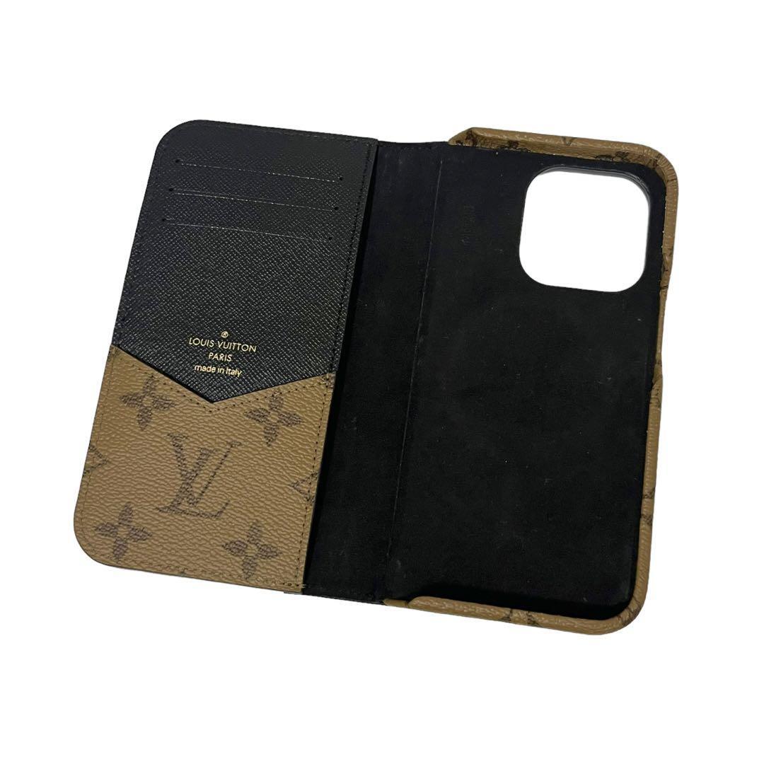 【美品】　ルイヴィトン　iphoneケース　モノグラム　リバース　LOUIS VUITTON iphone 14pro フォリオ　M81977 スマホケース　手帳型　AB11_画像4