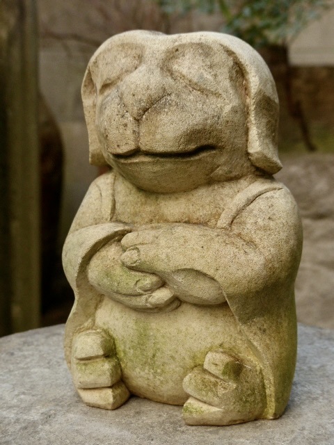 瞑想イヌの石像h21cm ヨガ犬 犬仏像 ガーデンオブジェ ガーデニング 0212の画像4