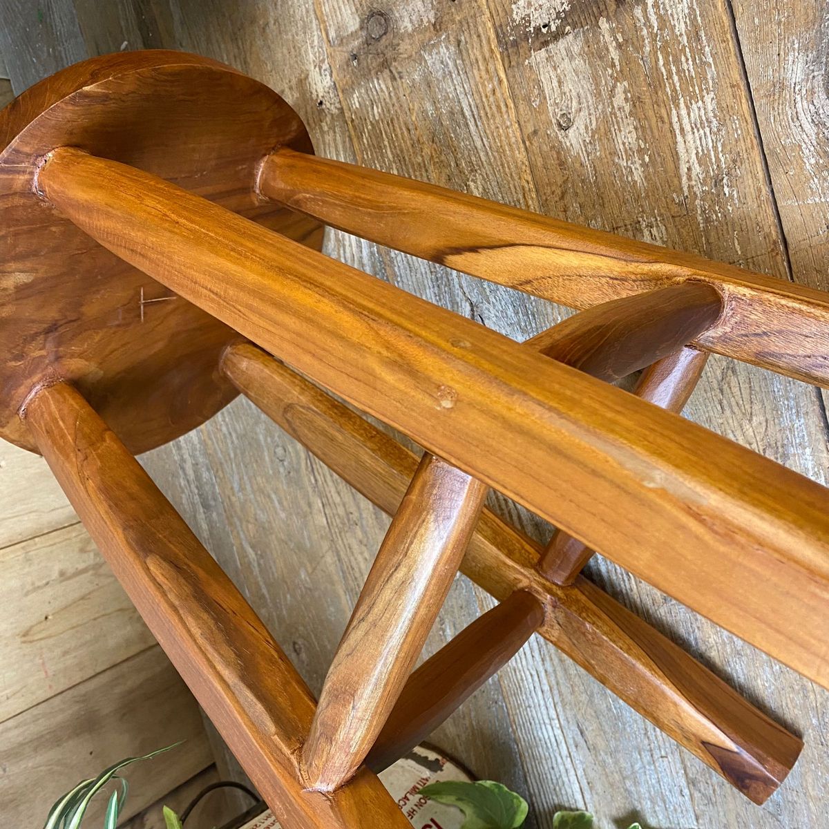 オールドチーク天然無垢材ナチュラルウッド丸スツール木製イス花台椅子チェア置台ディスプレイ台