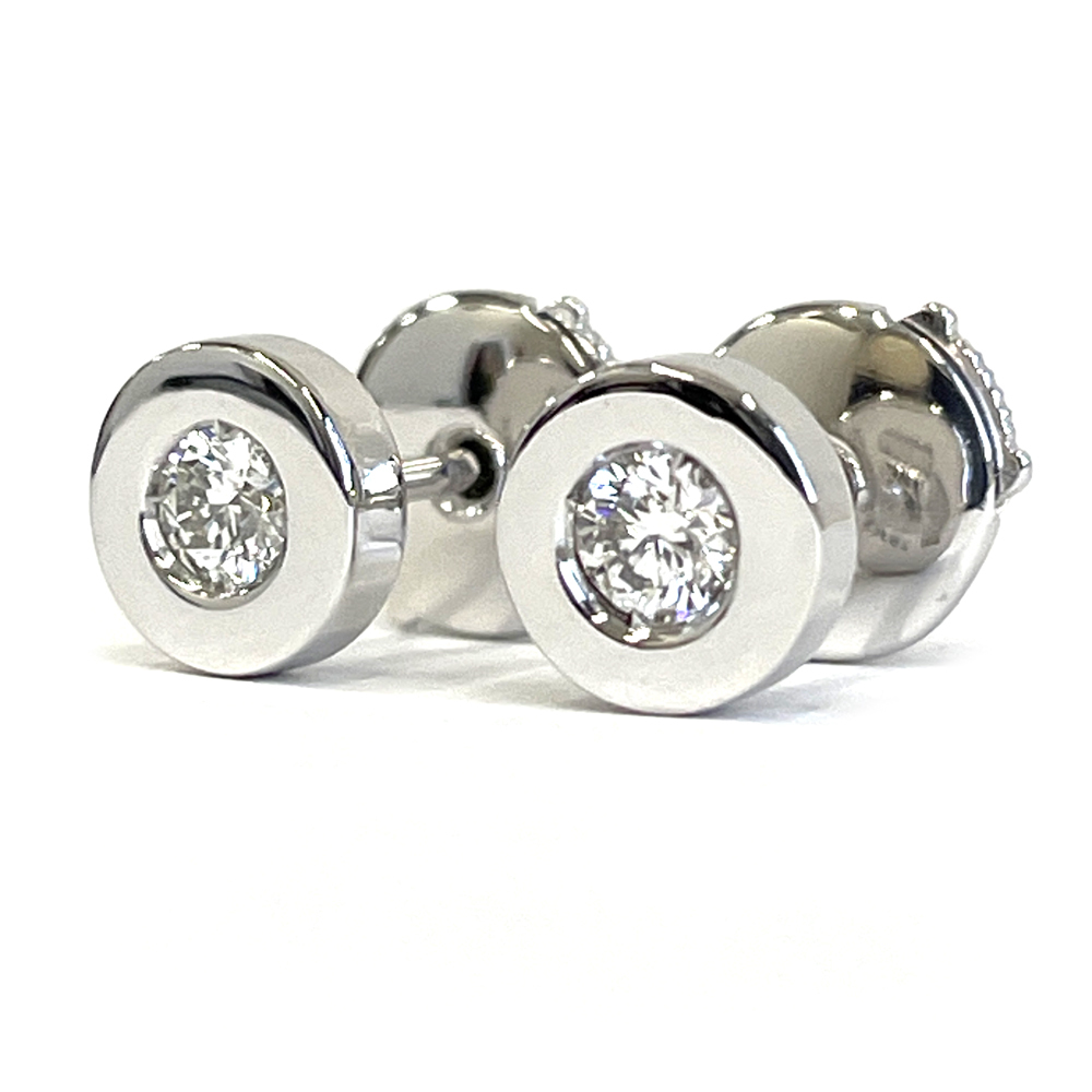 [ б/у ] BVLGARY BVLGARI серьги с бриллиантами K18WG diamond 1P×2 3.1g