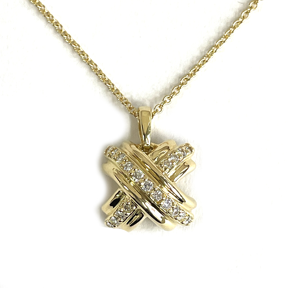 【12月スーパーSALE 15%OFF】 【中古】ティファニー Tiffany&Co. シグネチャー ダイヤ K18YG ネックレス 4.6g ペンダント