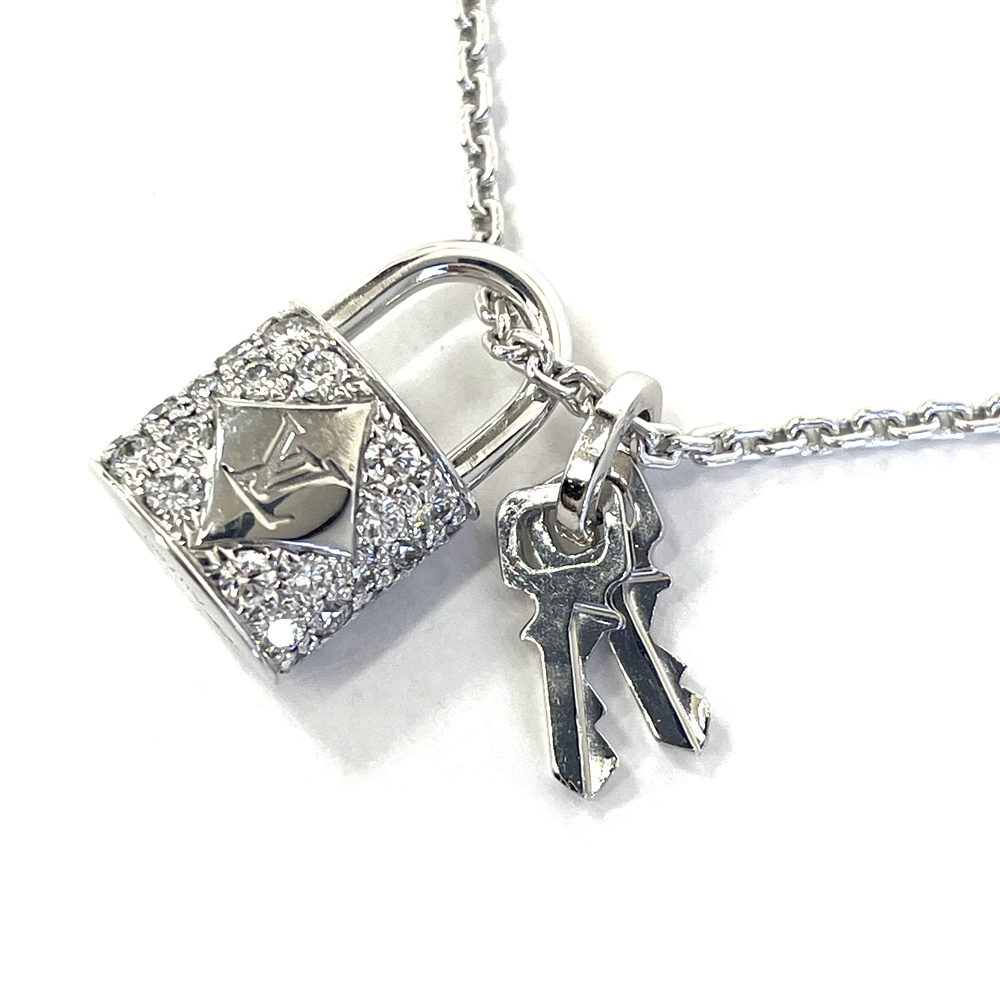 最高品質の 【中古】ルイヴィトン LOUIS VUITTON Q93436 パンダンティフロックイット K18WG ダイヤ ネックレス 10.4g 箱付 ネックレス、ペンダント、チョーカー