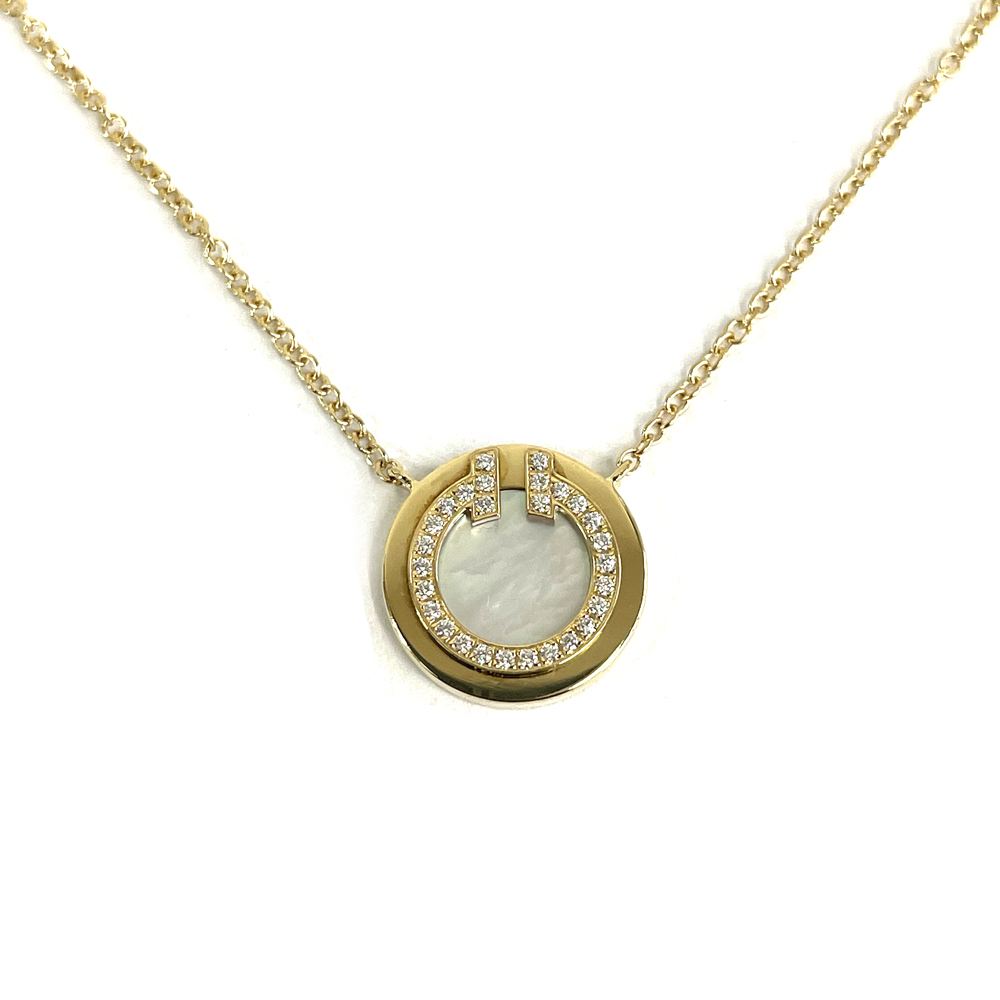【今日の超目玉】 【中古】ティファニー Tiffany&Co. ダイヤモンド&マザーオブパール サークル ペンダント K18 パール ダイヤモンド NC 3.1g ペンダント