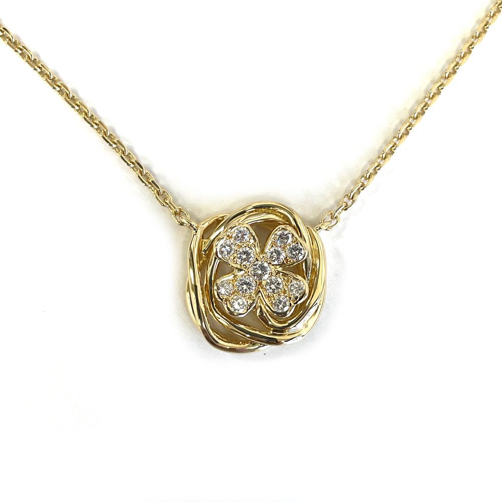 数量限定セール 【中古】シャネル CHANEL クローバー ダイヤ ネックレス K18YG ダイヤモンド 8.1g NC ネックレス、ペンダント、チョーカー