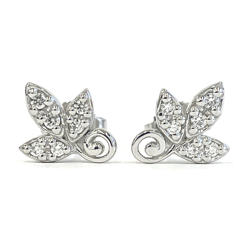 輝く高品質な 【中古】ティファニー K18WG ホワイトゴールド ダイヤピアス 2.2g 箱付 TIFFANY&Co. オリーブリーフ パロマ・ピカソ ピアス