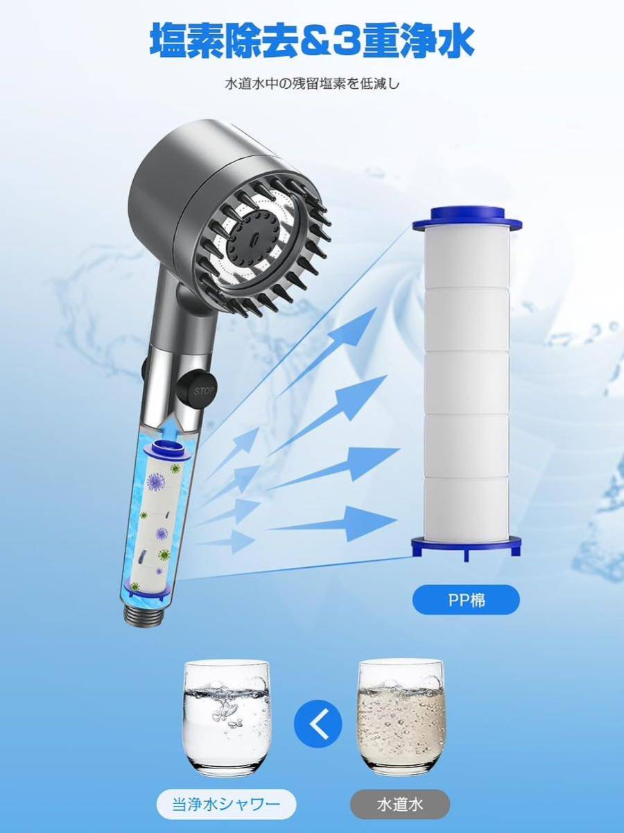 【新品】シャワーヘッド マイクロナノバブル 節水 高水圧 ミスト節水80% _画像2