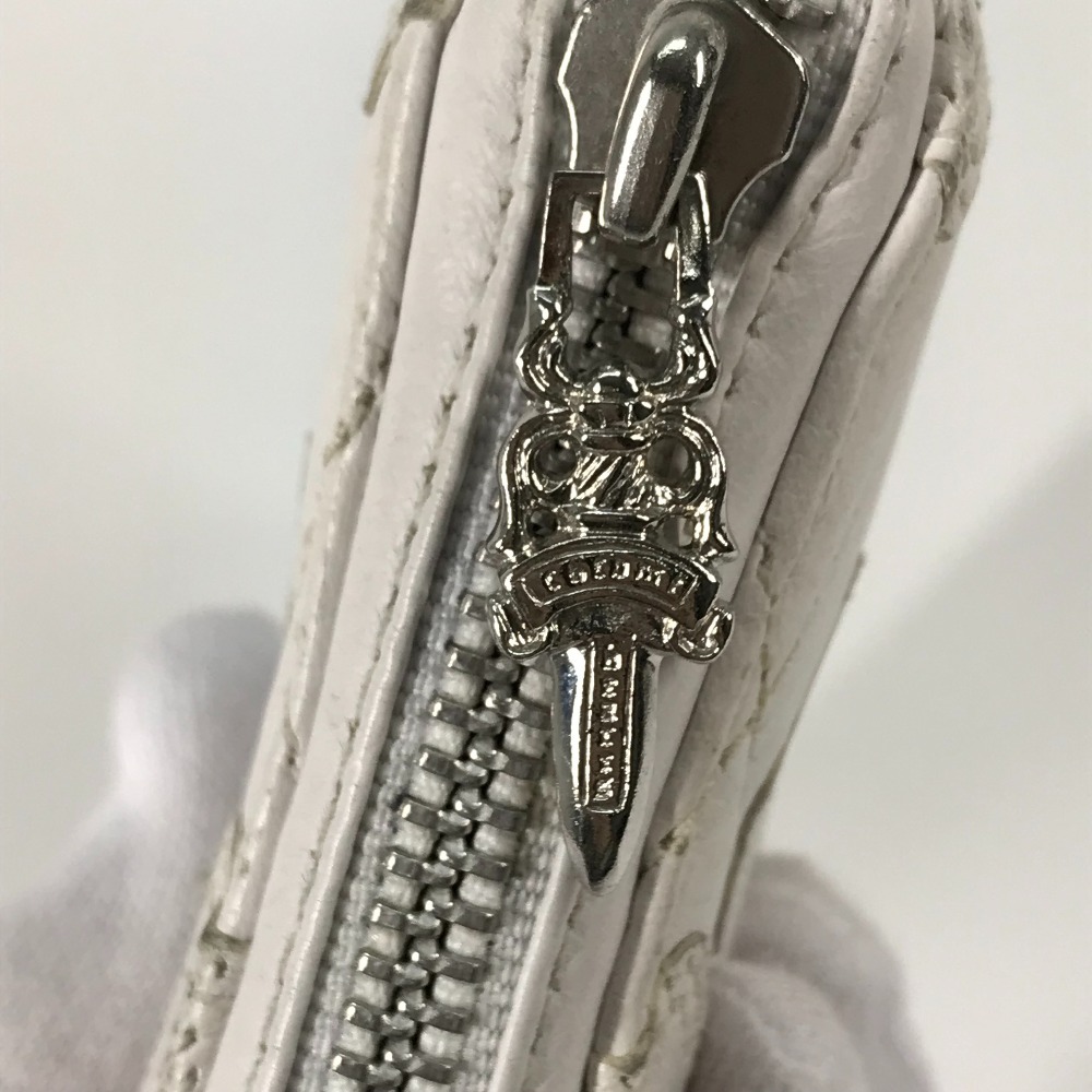 CHROME HEARTS クロムハーツ セメタリークロス ラウンドファスナー キルテッド 長財布 ホワイト メンズ【中古】_画像6