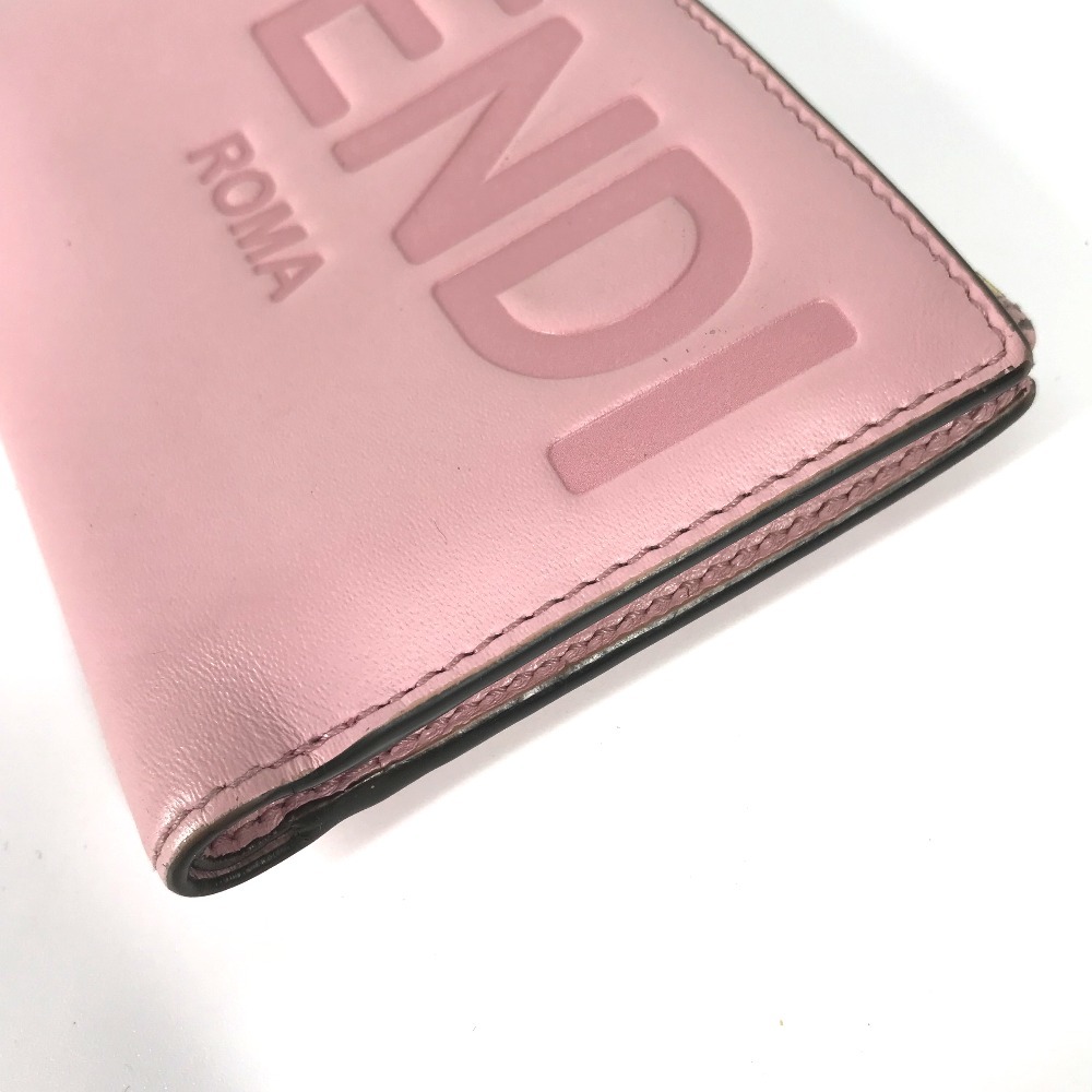 FENDI フェンディ 8M0447 ロゴ コンパクトウォレット 2つ折り財布 ピンク レディース【中古】_画像3