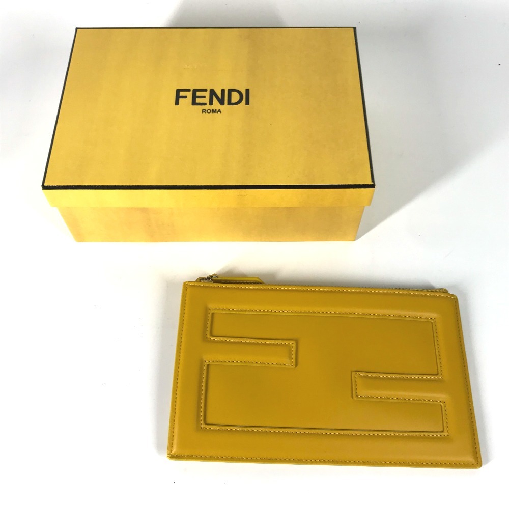 未使用 FENDI フェンディ 7N0114 ロゴ カバン ポーチ クラッチバッグ イエロー レディース【中古】_画像2