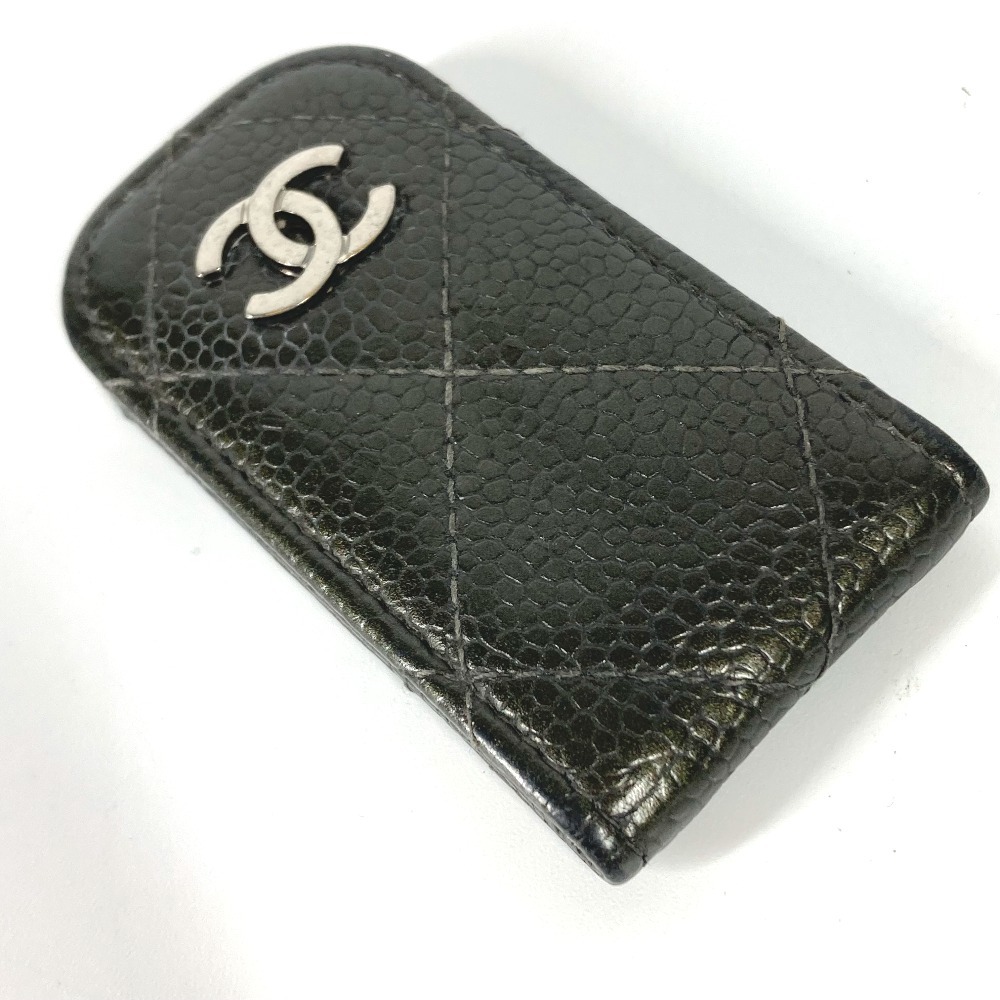 CHANEL シャネル CC ココマーク 財布 マトラッセ キルティング マネークリップ カーキ レディース【中古】_画像3