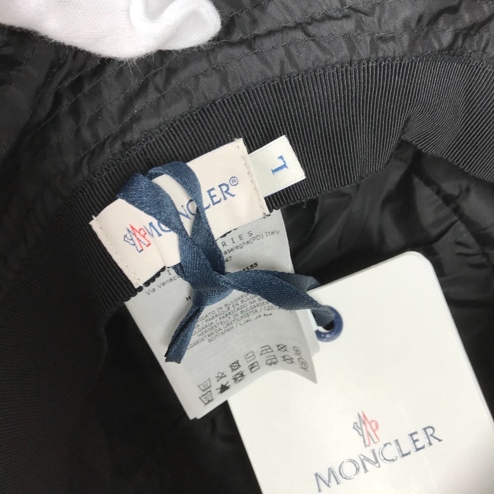 MONCLER モンクレール ロゴ ワッペン ハット帽 帽子 バケットハット ボブハット ハット ブラック レディース【中古】_画像8