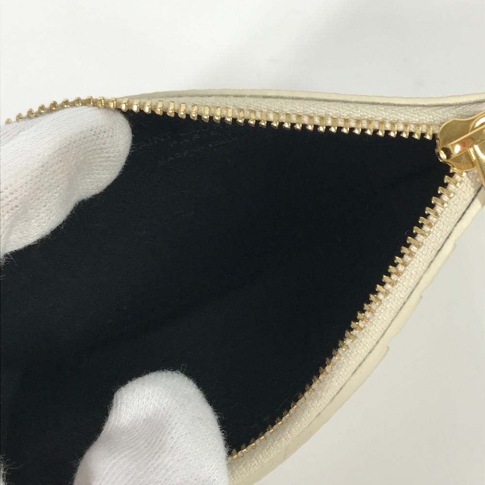 美品 SAINT LAURENT PARIS サンローランパリ ロゴ フラグメントケース 財布 小銭入れ コインケース アイボリー系 レディース【中古】_画像8