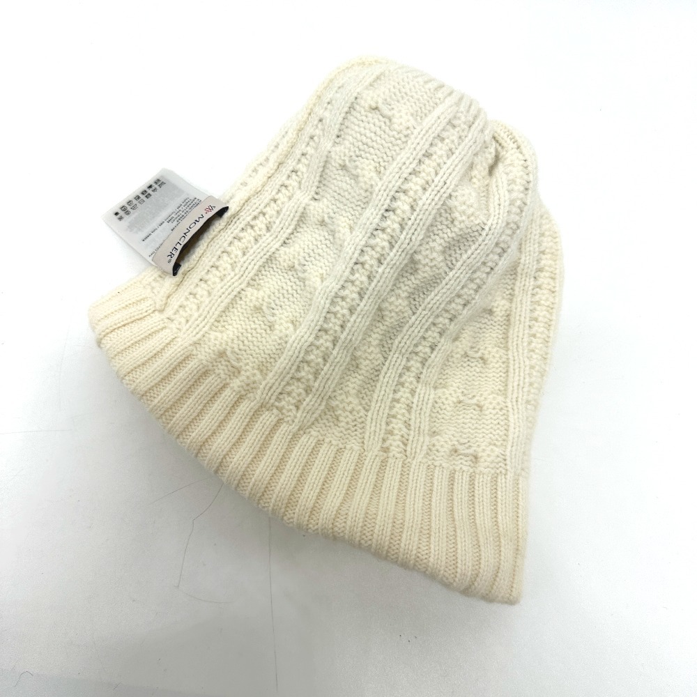 MONCLER モンクレール トリコット ロゴ ニット帽 ホワイト レディース【中古】_画像7